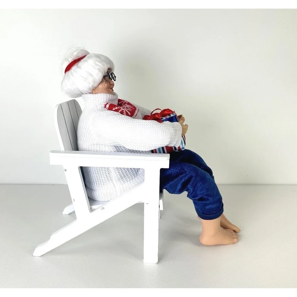 Christmas Nautical Mrs Claus Figurine Adirondack Chair Coastal Tabletop 12